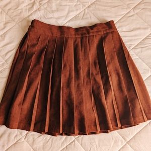 Red Pleated Skirt with Shorts Underneath